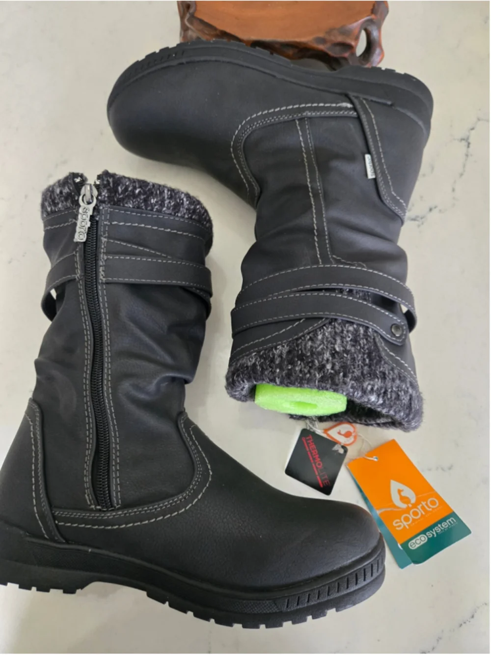 Sporto Black Waterproof Thermolite Winter Boots Lined Slouchy Mid-Calf Size 7.5